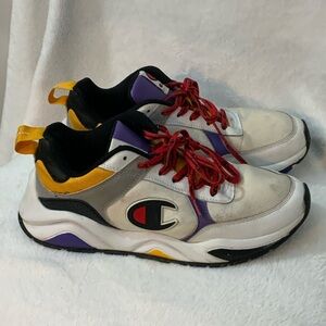 Champion Men’s White, Red, yellow and purple Sneakers size 9.5